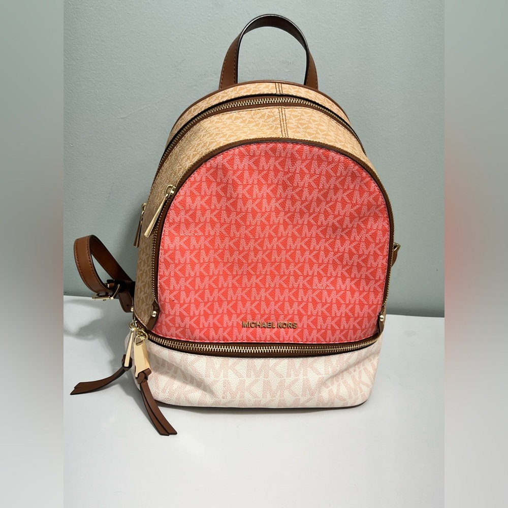 Michael Kors Rhea Medium Backpack Raspberry Multi - Picture 1 of 10